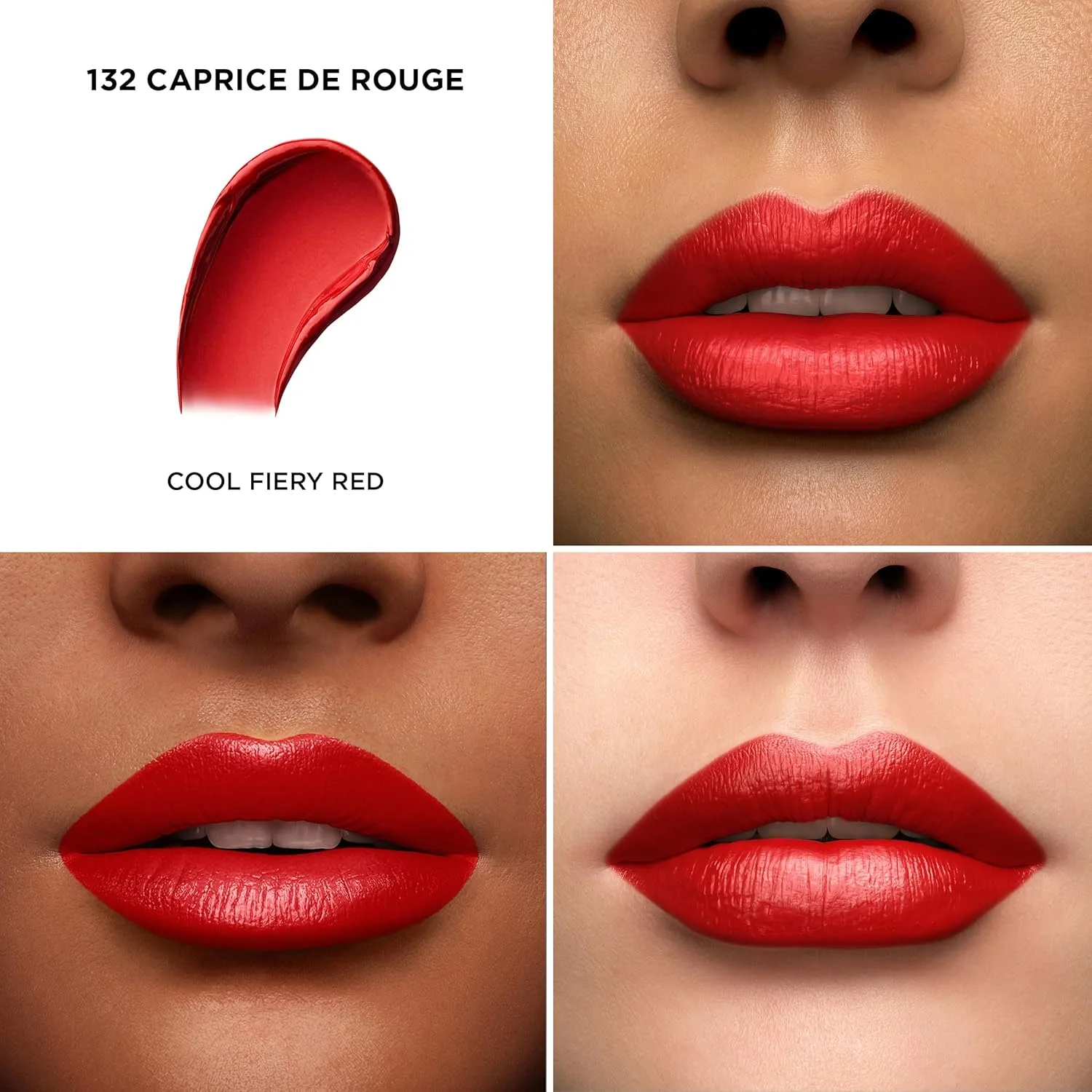 Увлажняющая кремовая помада Lancôme L'Absolu Rouge - стойкость к размазыванию и сияющий финиш - комфорт до 18 часов., 132 Caprice De Rouge: cool fiery red — фото 2