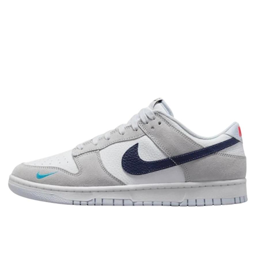 NIKE Кроссовки Dunk Low белого, серого, темно-синего и морского цветов с мини-галочкой