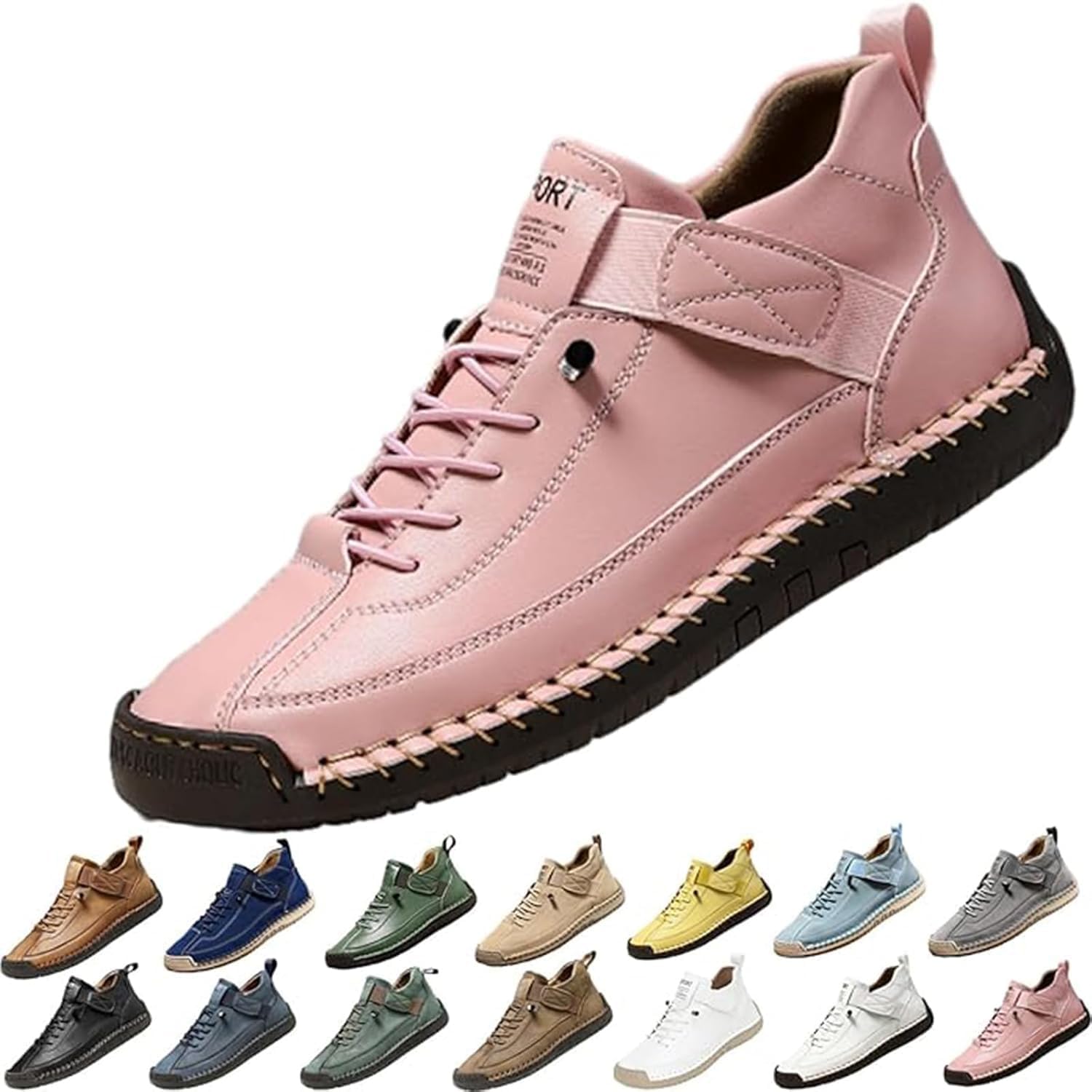 

Комфортные ортопедические кроссовки, повседневные легкие слипоны для спорта, унисекс регулируемые кожаные кроссовки Generic, розовый