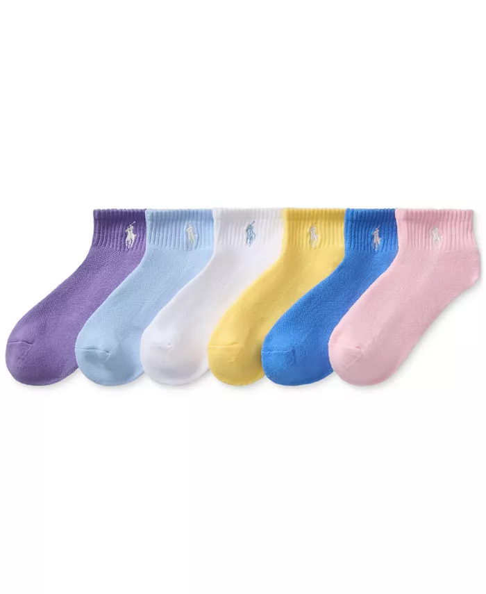 

Спортивные носки Little & Big Girls Quarter, 6 пар Polo Ralph Lauren, мультиколор