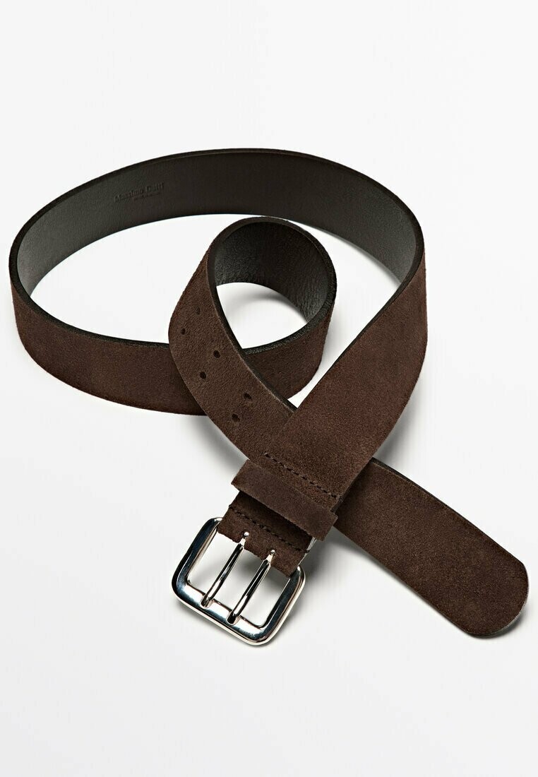 

Пояс WITH DOUBLE BUCKLE Massimo Dutti, темно-коричневый