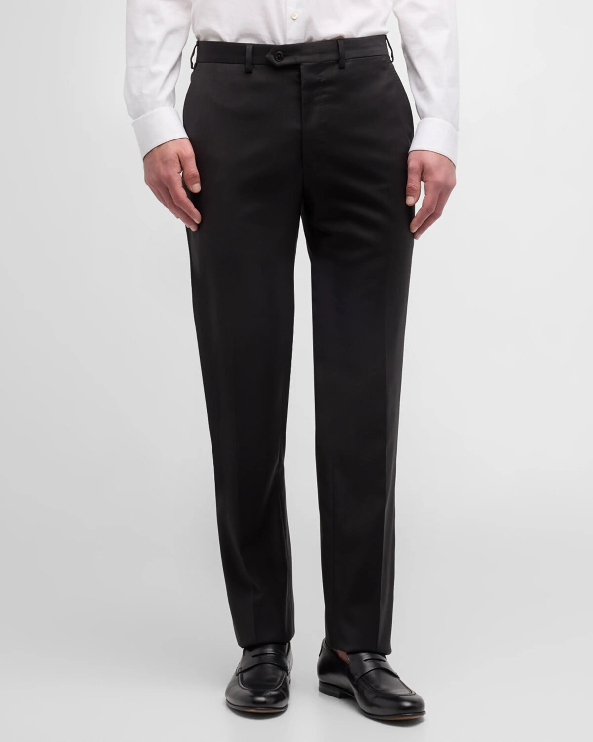 

Мужские брюки из однотонной шерсти Brioni, цвет Black