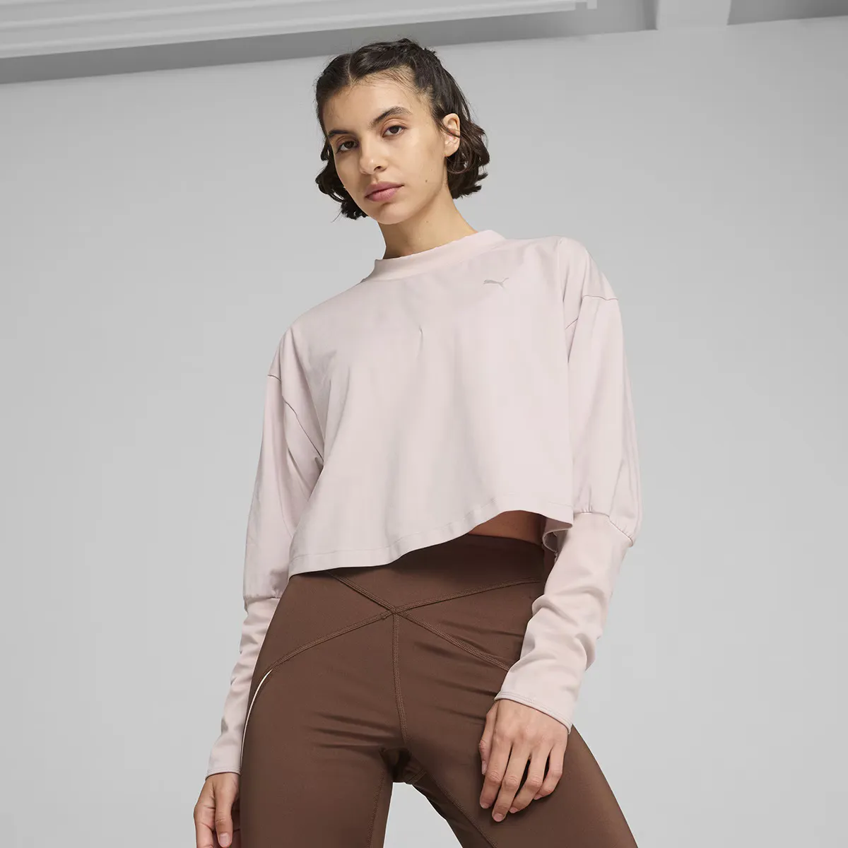 

Женская толстовка Puma Studio Cloudspun Crew - короткая, розовый