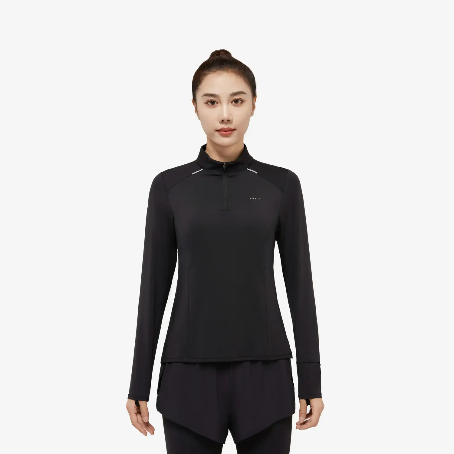 

Женская беговая флисовая толстовка Kiprun 500 с полумолнией