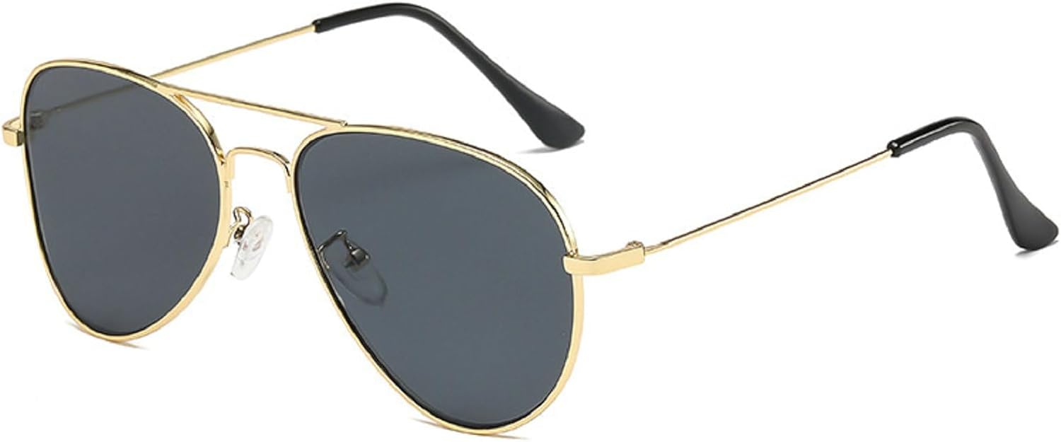 

Солнцезащитные очки-пилот в металлической оправе для мужчин и женщин, модные вогнутые солнцезащитные очки для вождения, защита от УФ-излучения, двойные солнцезащитные очки N47 mincl, Gold Gray