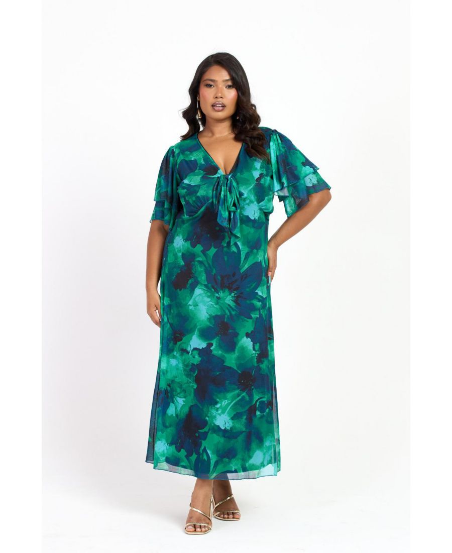 

Женское платье миди с рукавами-крылышками и округлыми формами FASHION-SZN CURVE, Green