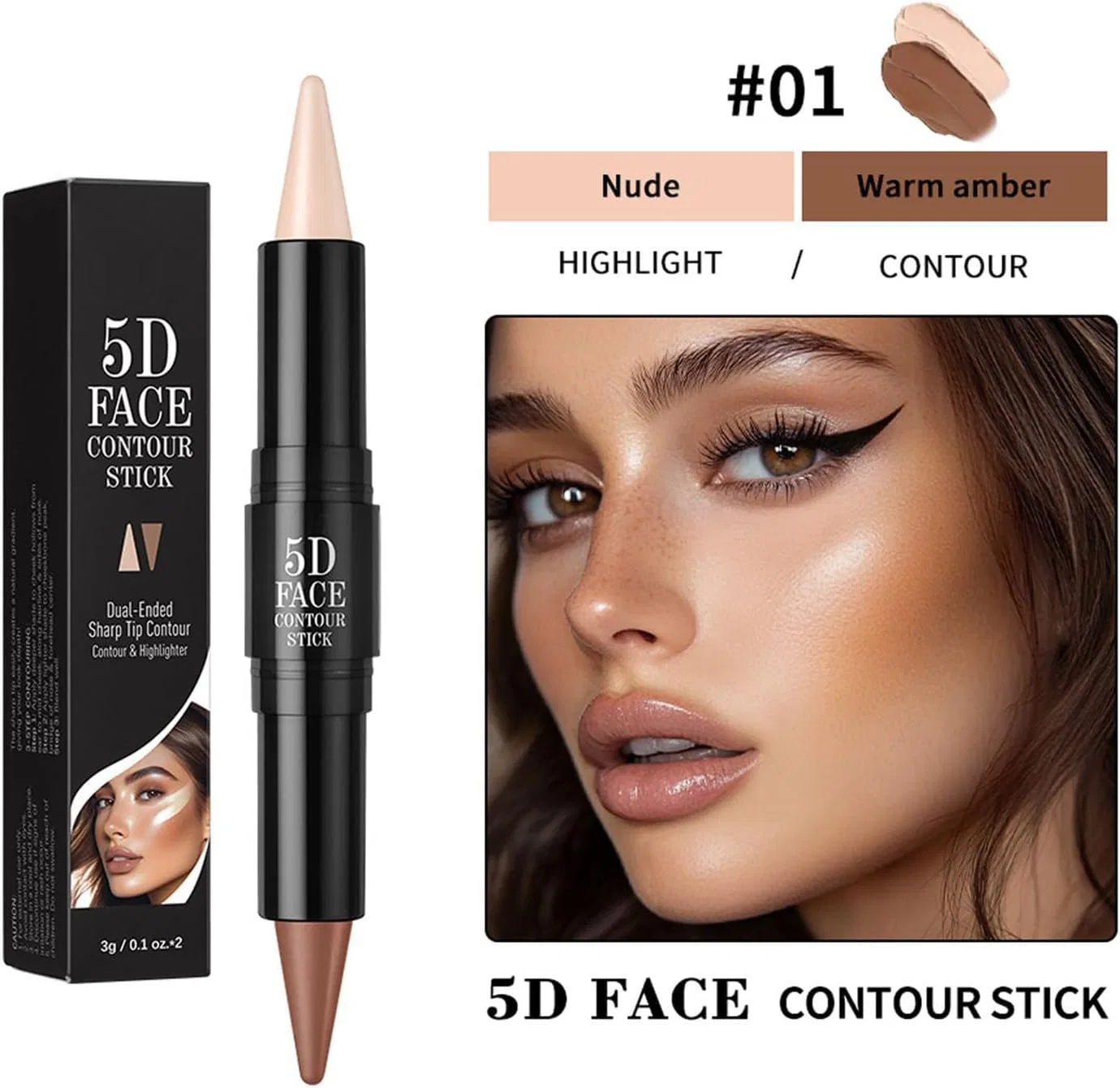 Набор для макияжа 5D, многофункциональные стики для лица и глаз, No Brand, 5 предметов, набор 02, 0.19 кг — фото 3