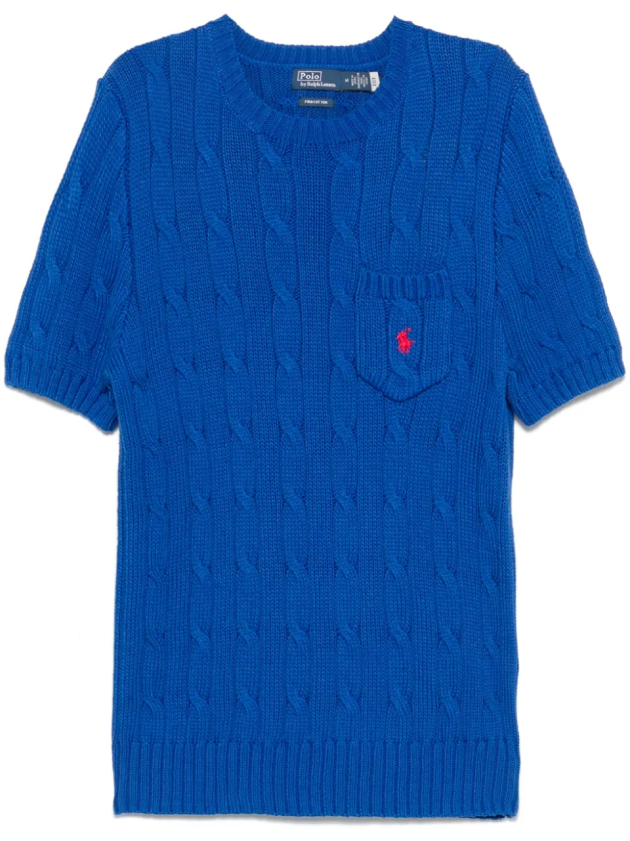 

Топ фактурной вязки с короткими рукавами Polo Ralph Lauren, синий