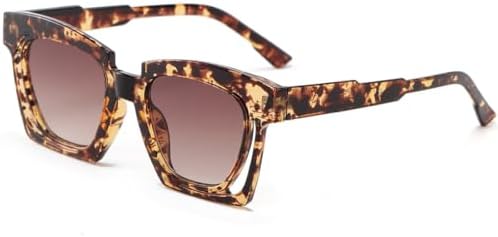 

Квадратные полые солнцезащитные очки с индивидуальным дизайном для женщин, большие мужские солнцезащитные очки для вечеринок, очки с защитой от УФ-излучения UV400 MTZJH, Leopard Tea