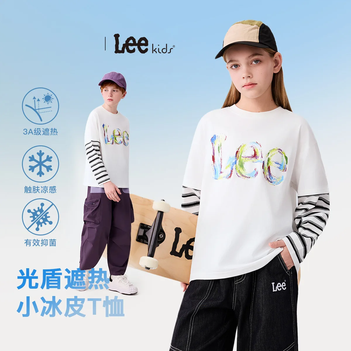 Футболка с круглым вырезом для школьников Lee, Moon White — фото 3
