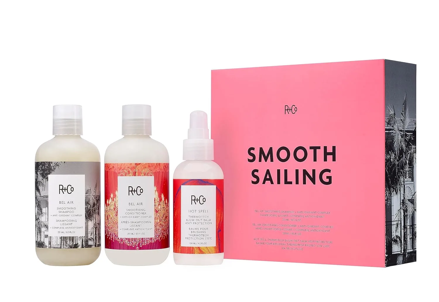 R+Co Bel Air Smoothing Shampoo - антиоксидантный комплекс для гладких волос без пушистости для всех типов волос - защита от ультрафиолета, блеск и увлажнение - без сульфатов, веганский и cruelty-free 601.02 г (1 шт.)