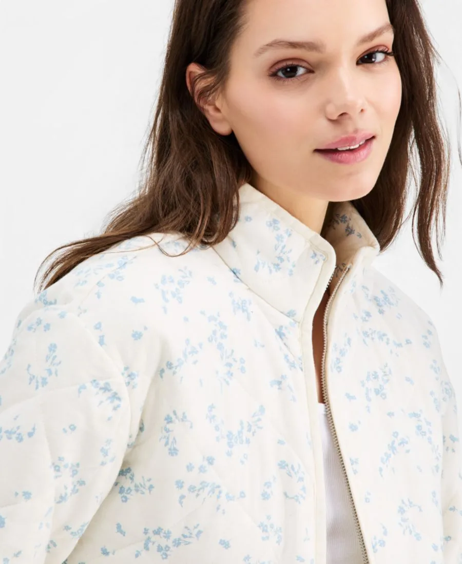 Женская стеганая короткая куртка на молнии Levi's, белый floral — фото 3