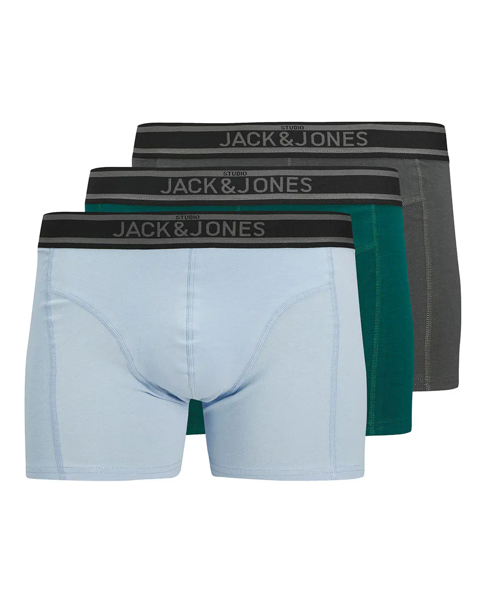

Комплект из трех мужских трусов-боксеров с эластичным поясом Jack & Jones, светло-голубой