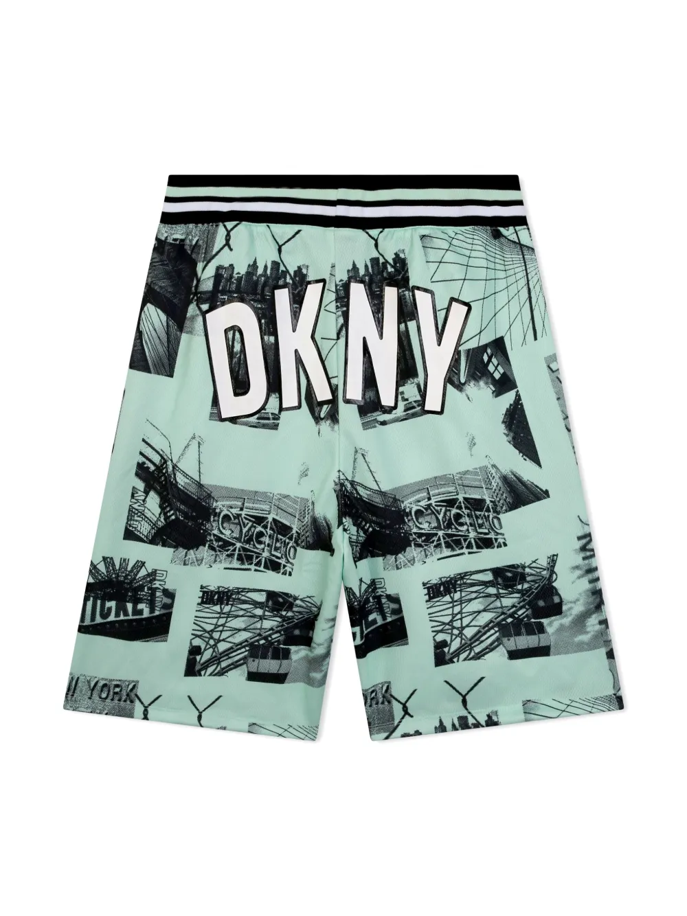 Шорты-бермуды с графичным принтом Dkny Kids, зеленый — фото 2