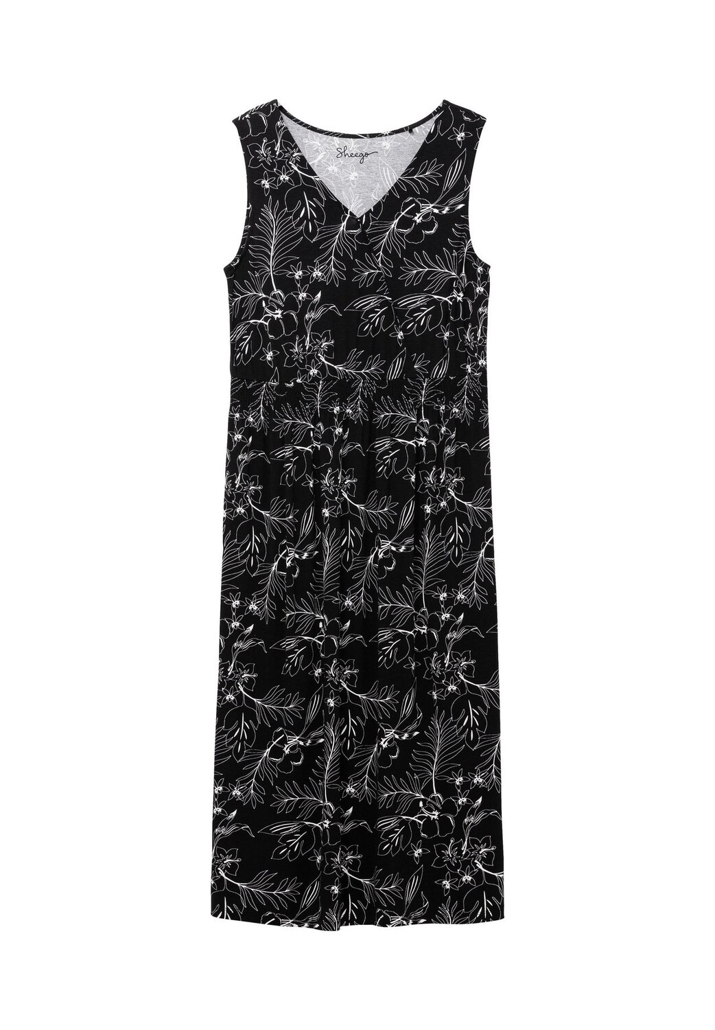 

Платье из принтованного трикотажа длины миди Sheego, черно-белый