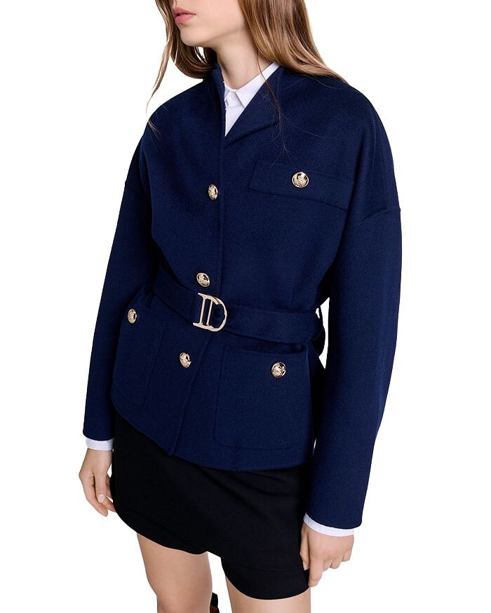 

Шерстяное пальто Maje Gifaly, синий