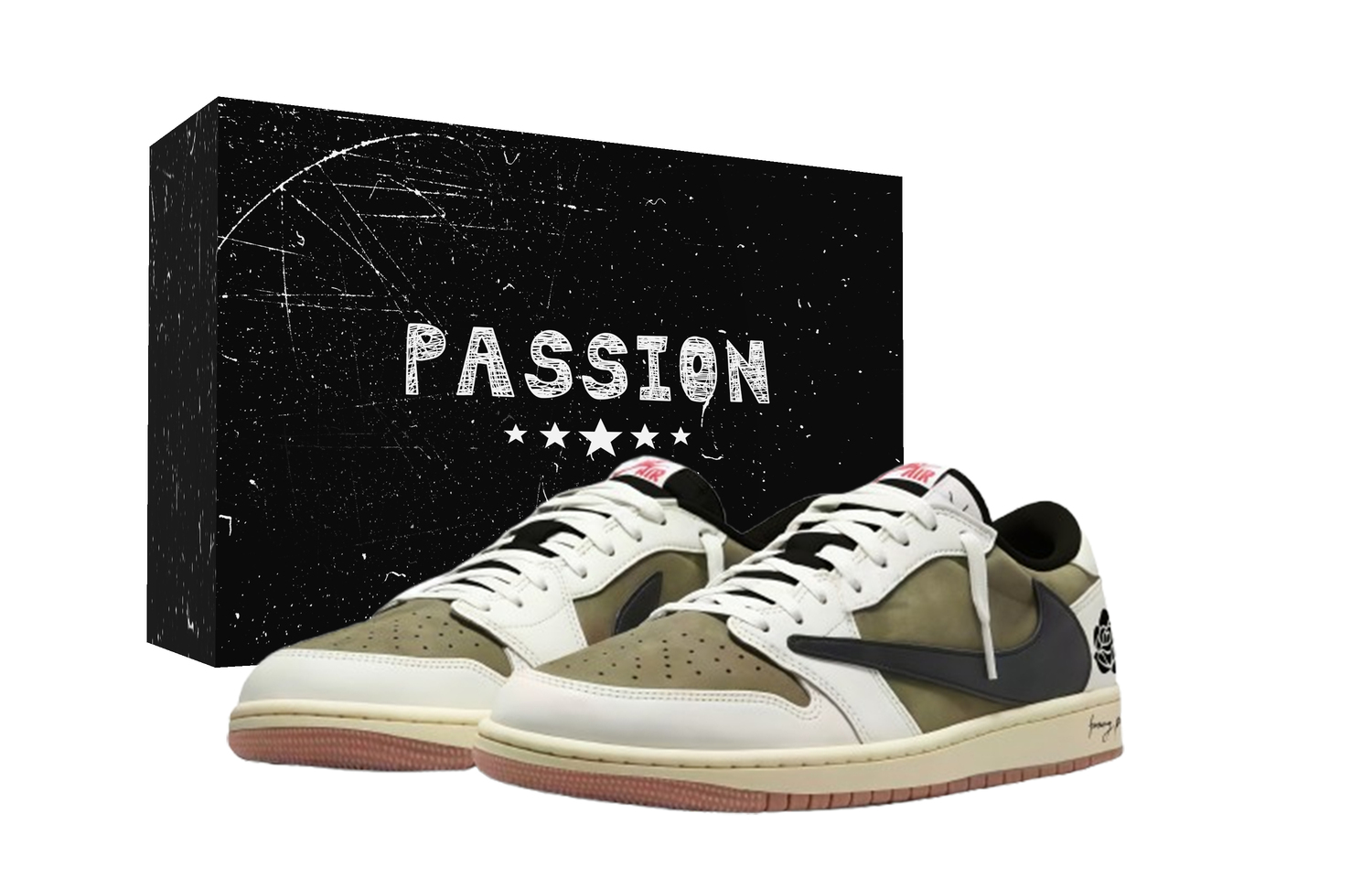 

Кроссовки Travis Scott x Air 1 Asakusa Travis Scott X AJ1 Low Cushioning Low top Vintage Basketball Shoes Unisex Jordan, белый зеленый