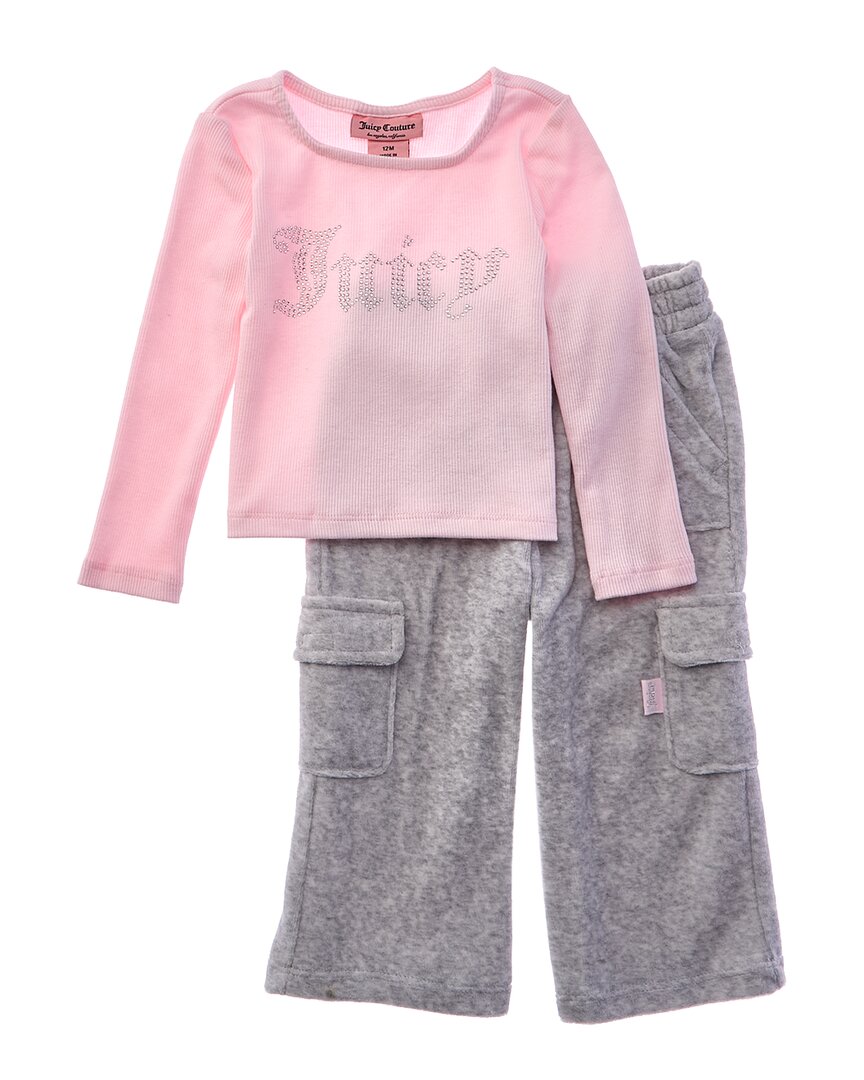 

Комплект Juicy Couture из 2 предметов: топ и велюровые брюки, розовый