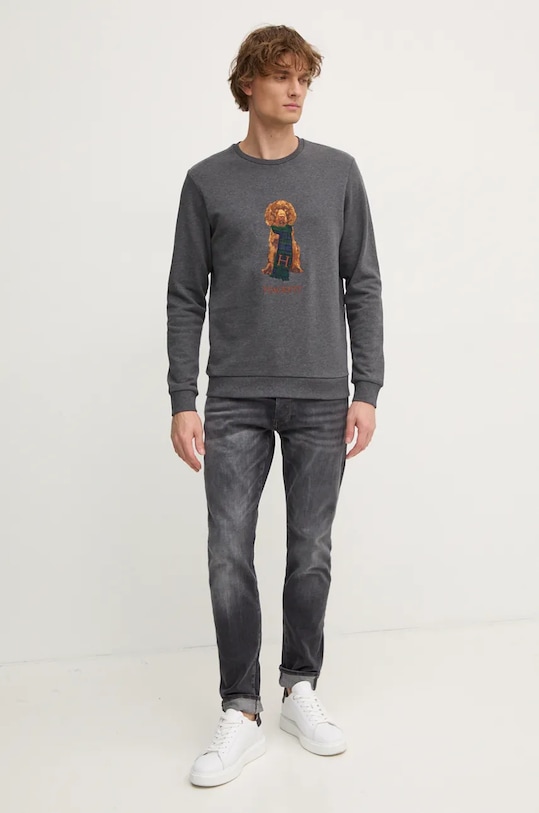 

Хлопковая толстовка Hackett London, серый