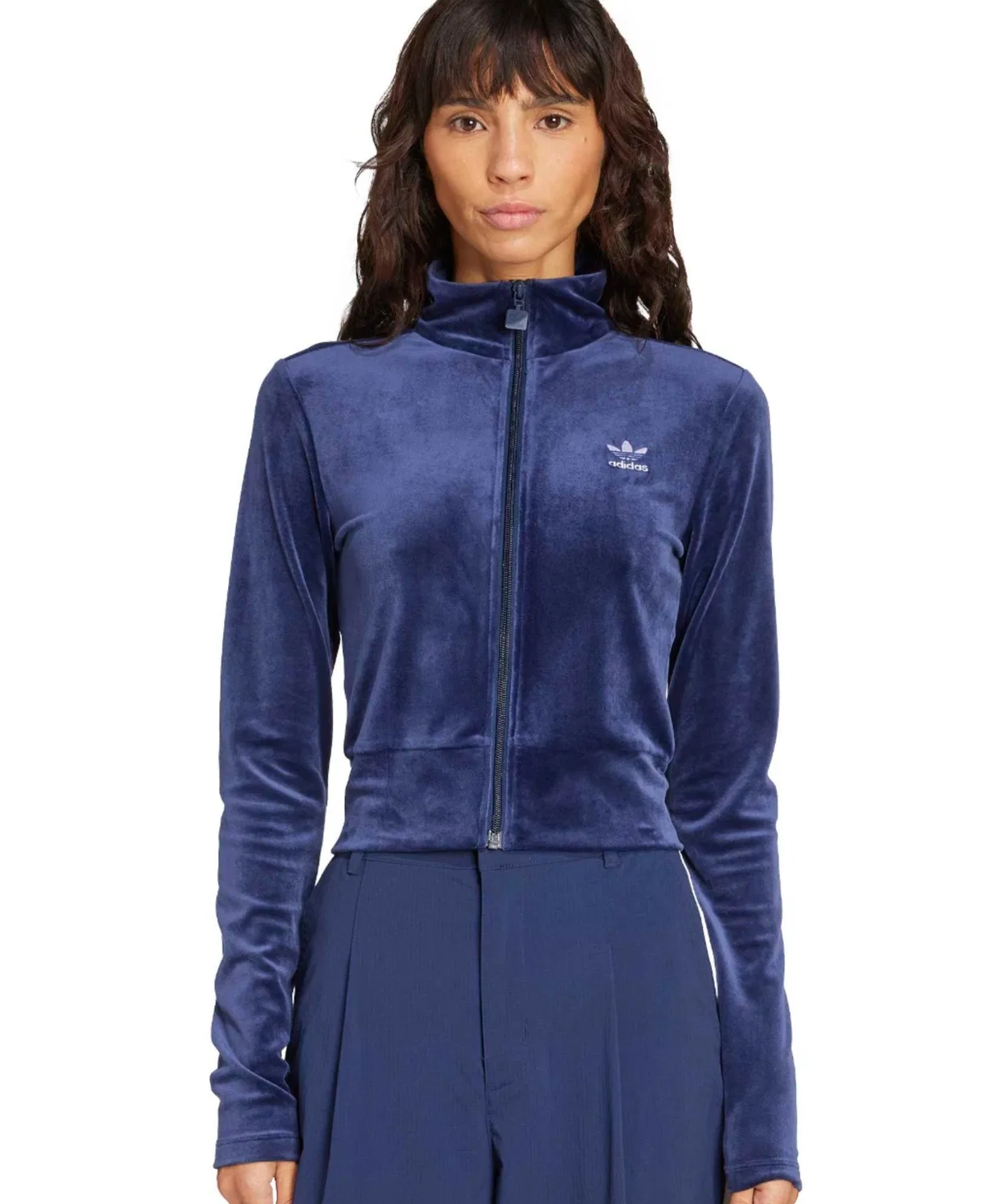 Толстовка adidas Essentials Velvet Fitted Track Top, индиго — фото 3
