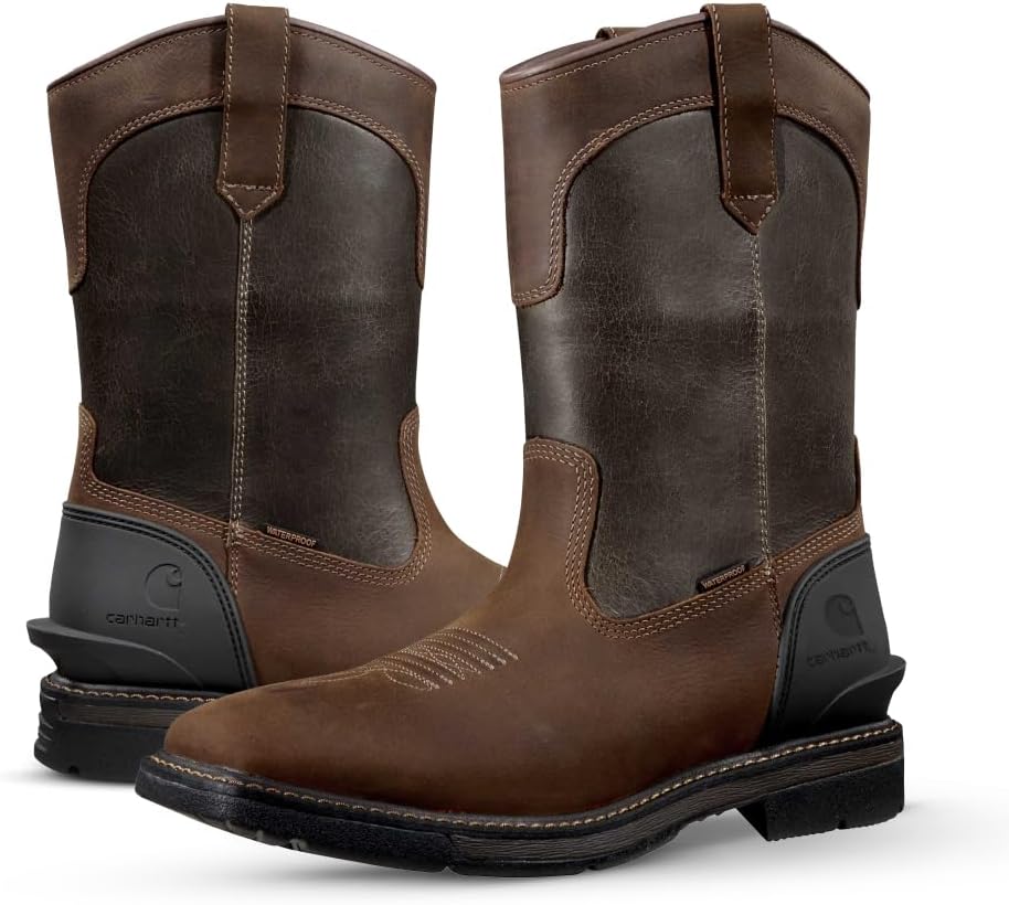 

Carhartt мужские промышленные ботинки Montana Square Toe Wellington 11" Waterproof Pull-on, Brown/Burnt Olive - 7.5 W