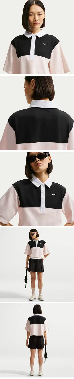 Женская оверсайз футболка поло чёрная от Nike — фото 2