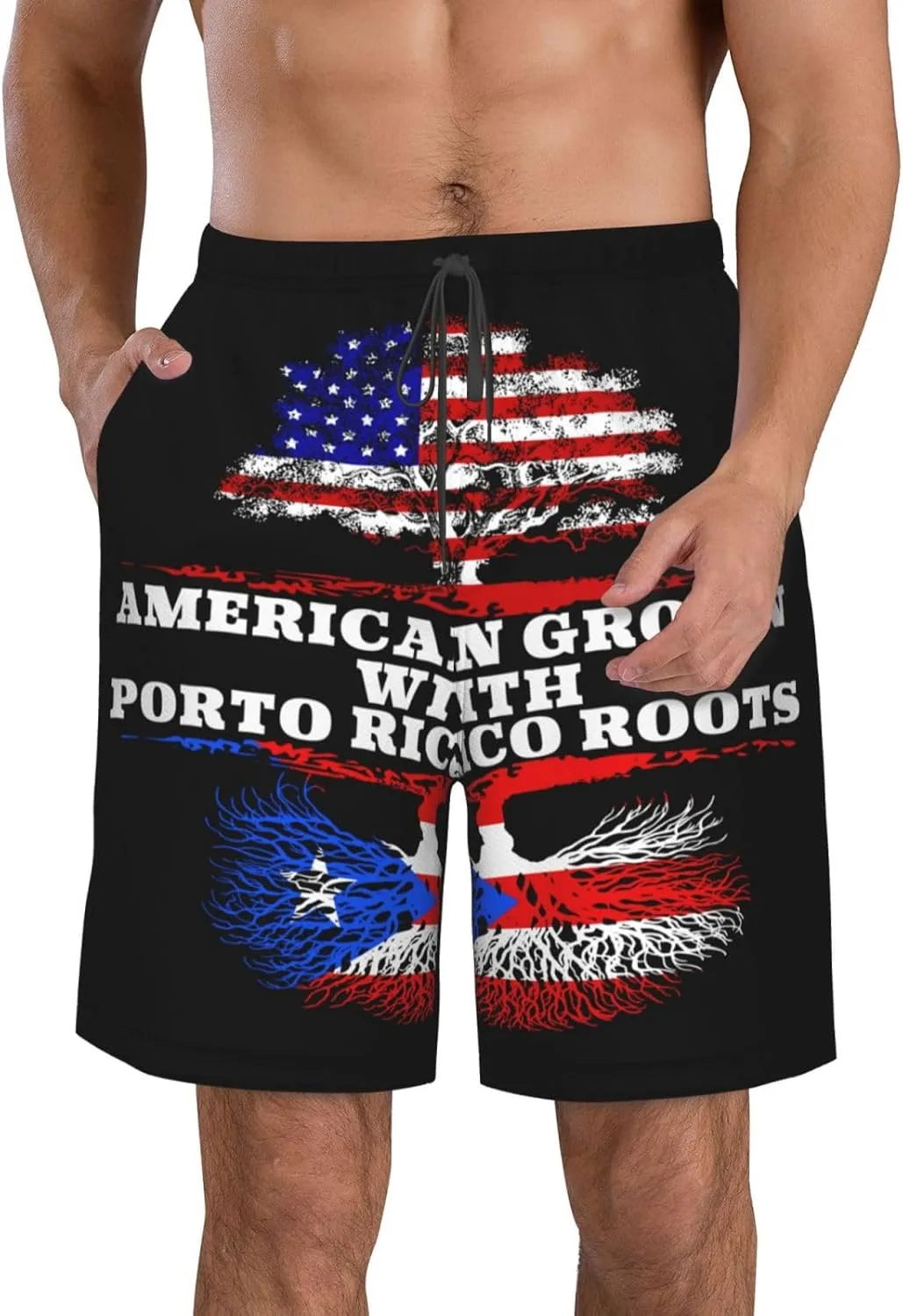 Мужские пляжные шорты America Grown Porto Rico Roots, шорты для серфинга, плавки, летние шорты Generic, белый