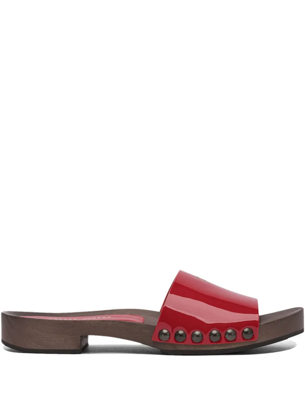 Лакированные сандалии с заклепками MIU MIU, красный