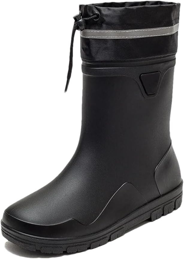 

Мужские высокие дождевые сапоги Водонепроницаемые защитные однотонные дождевые сапоги Мужские резиновые ботинки Платформенные сапоги Generic, черный