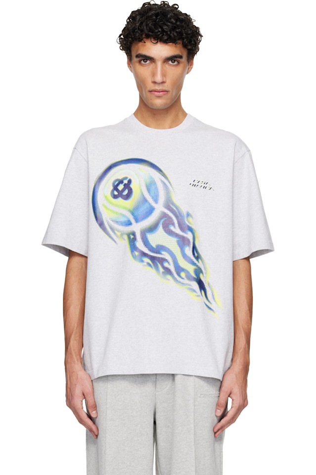 

Casablanca Футболка с коротким рукавом большого размера, с изображением серого пылающего теннисного мяча