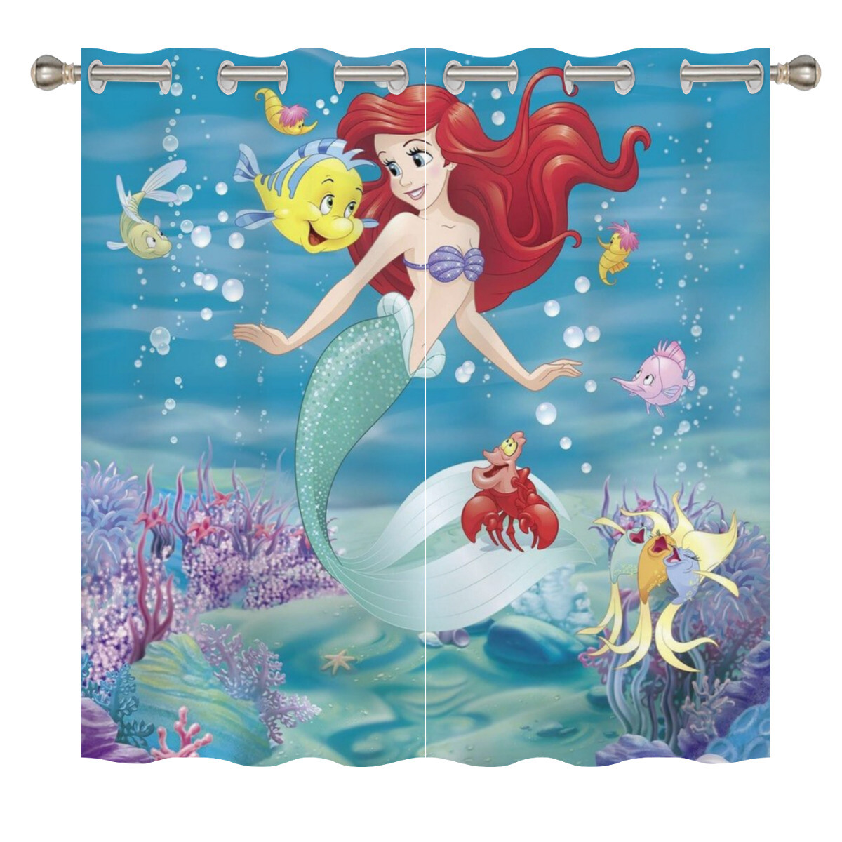 

Шторы с мультяшными принтом Ariel, синий