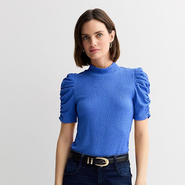 

Топ с длинными рукавами и воротником-стойкой Petite Nine West, Nicole Blue