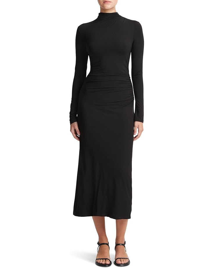 

Платье Vince Long Sleeve Turtle Neck Rouched Dress, черный