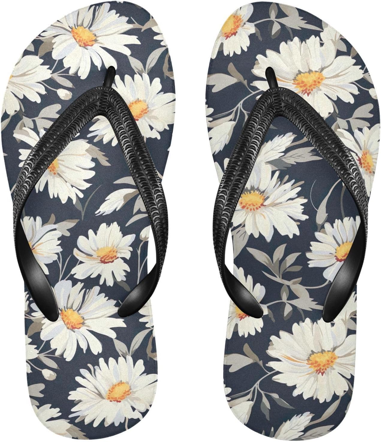 

Женские и мужские шлепанцы SPRIPORT с черными цветами, тонкие, с комфортной мягкой стелькой, нескользящей резиновой подошвой, для улицы, пляжа и летних прогулок