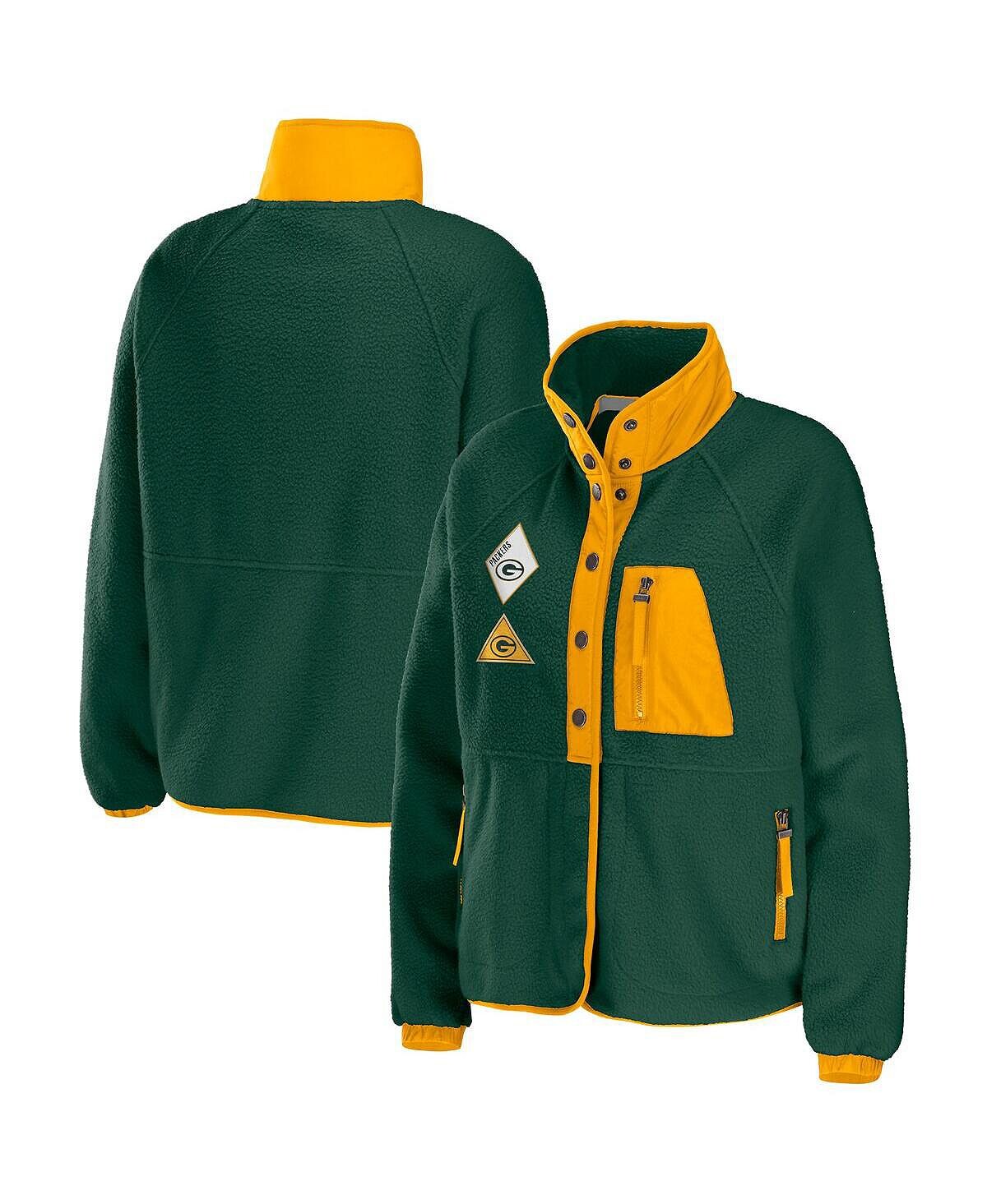 

Женская зеленая куртка с застежкой-кнопкой Green Bay Packers из флиса реглан WEAR by Erin Andrews, зеленый
