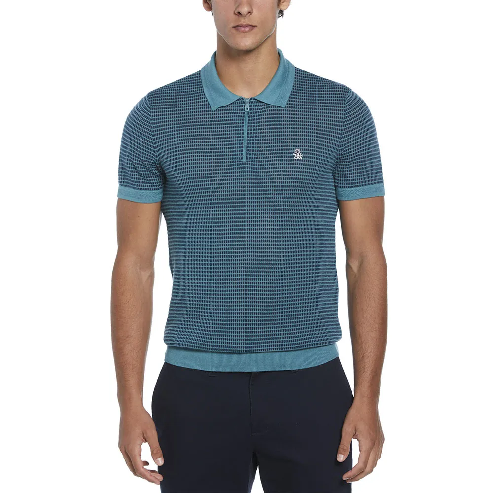 

Поло с коротким рукавом Original Penguin Ao Jacquard 1/4 Zip, синий