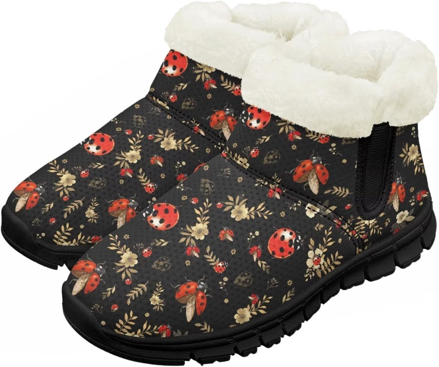 

Детские зимние ботинки Chririnla для мальчиков и девочек, короткие теплые ботиночки с нескользящей подошвой, легкие обувь для холодной погоды, Fashion Ladybug