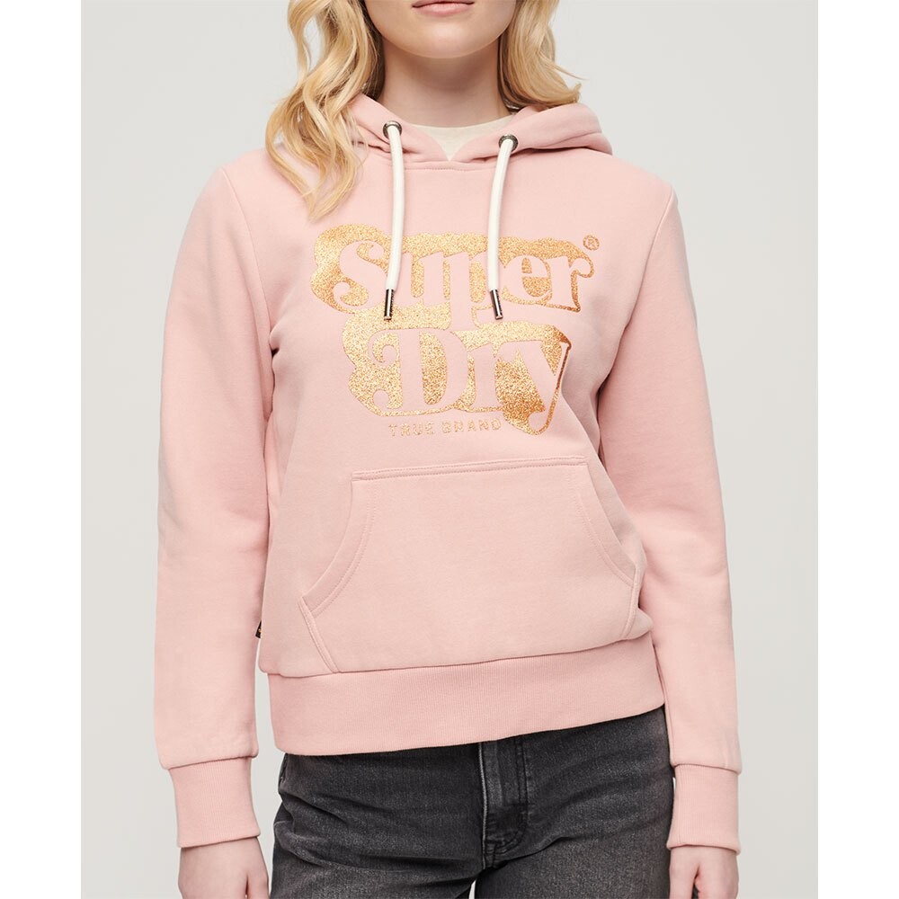 

Худи Superdry Retro Glitter Logo, розовый