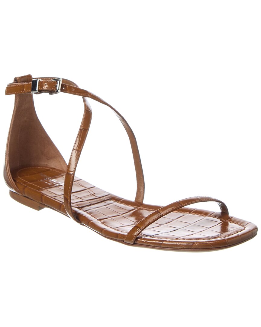 Michael Kors Polly Runway Croc-Embossed Leather Sandal, коричневый