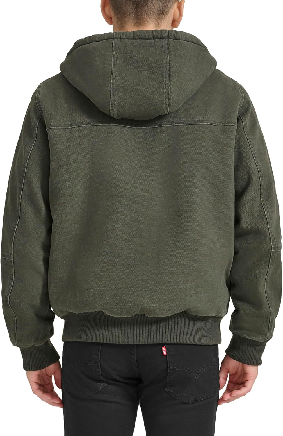 Мужская рабочая куртка-бомбер Levi's из хлопчатобумажной ткани с капюшоном (стандартные размеры, большие и высокие), Olive — фото 2