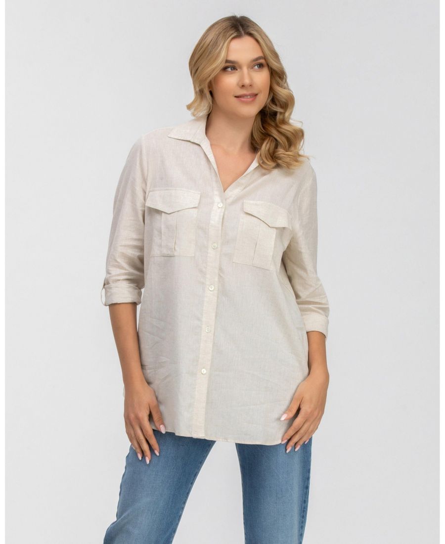

Женская рубашка на пуговицах из льна и хлопка PIETRO BRUNELLI MILANO, Beige