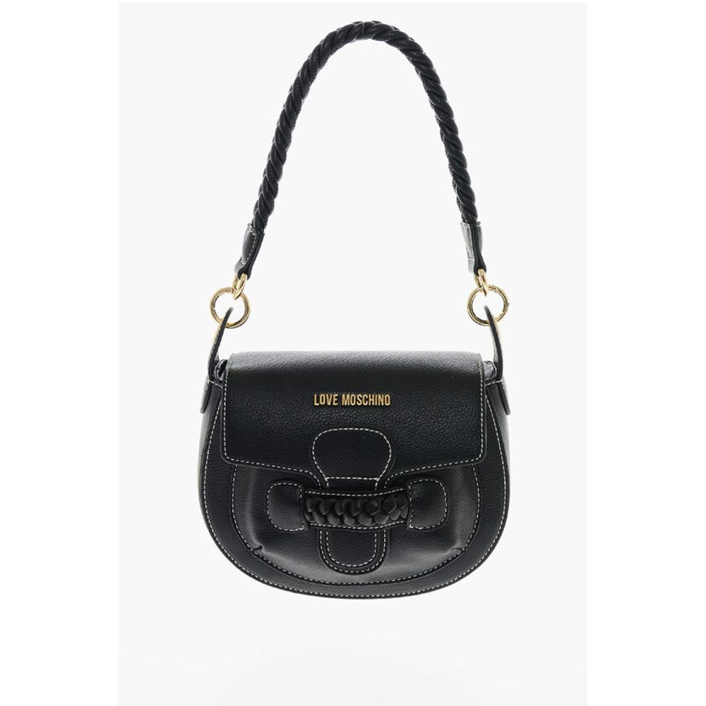 

Сумка-седло LOVE из искусственной кожи с плетеными деталями Moschino, Black