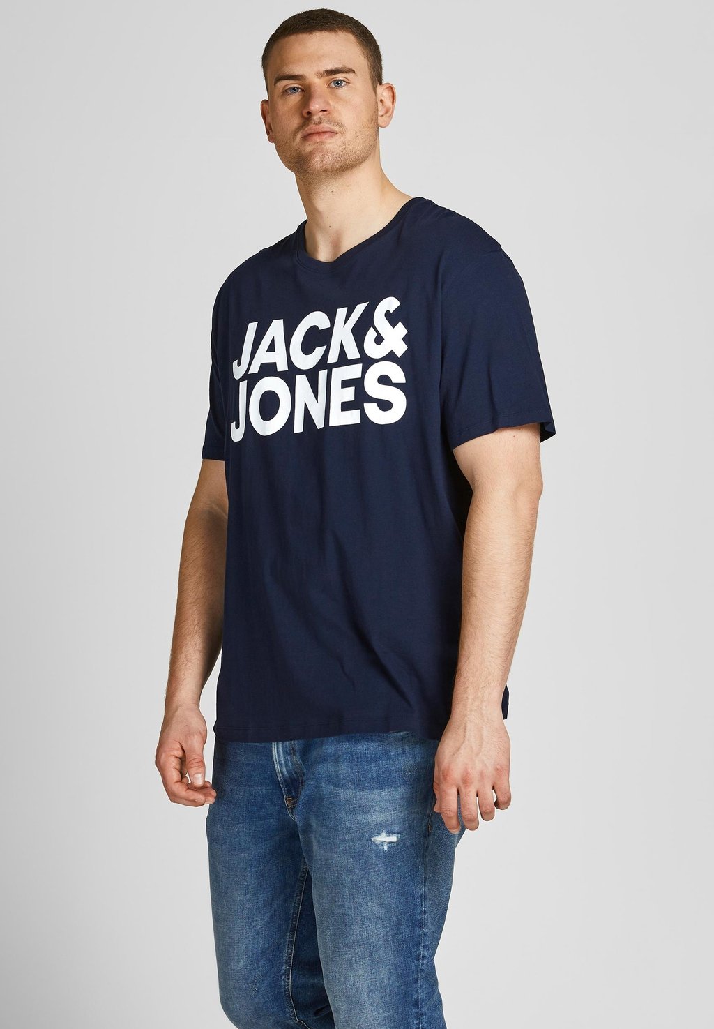 

Футболка с принтом LOGO PLUS SIZE RUNDHALS KURZARM 2PACK CORP Jack & Jones, синий