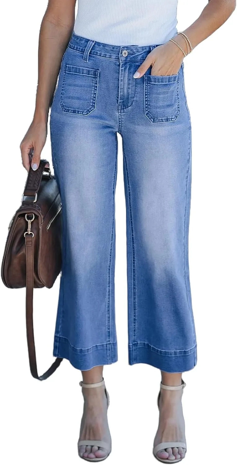 

Viatabuna укороченные широкие джинсы для женщин, летние, прямые, свободные