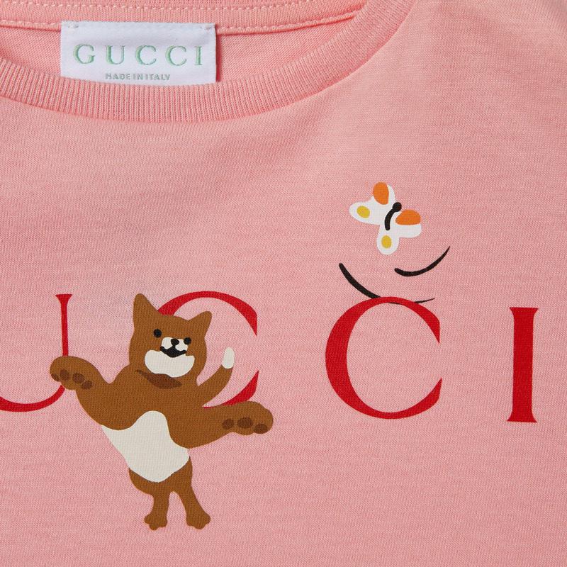 Футболка для детей Crew Neck Moderate GUCCI, светло-розовый — фото 2