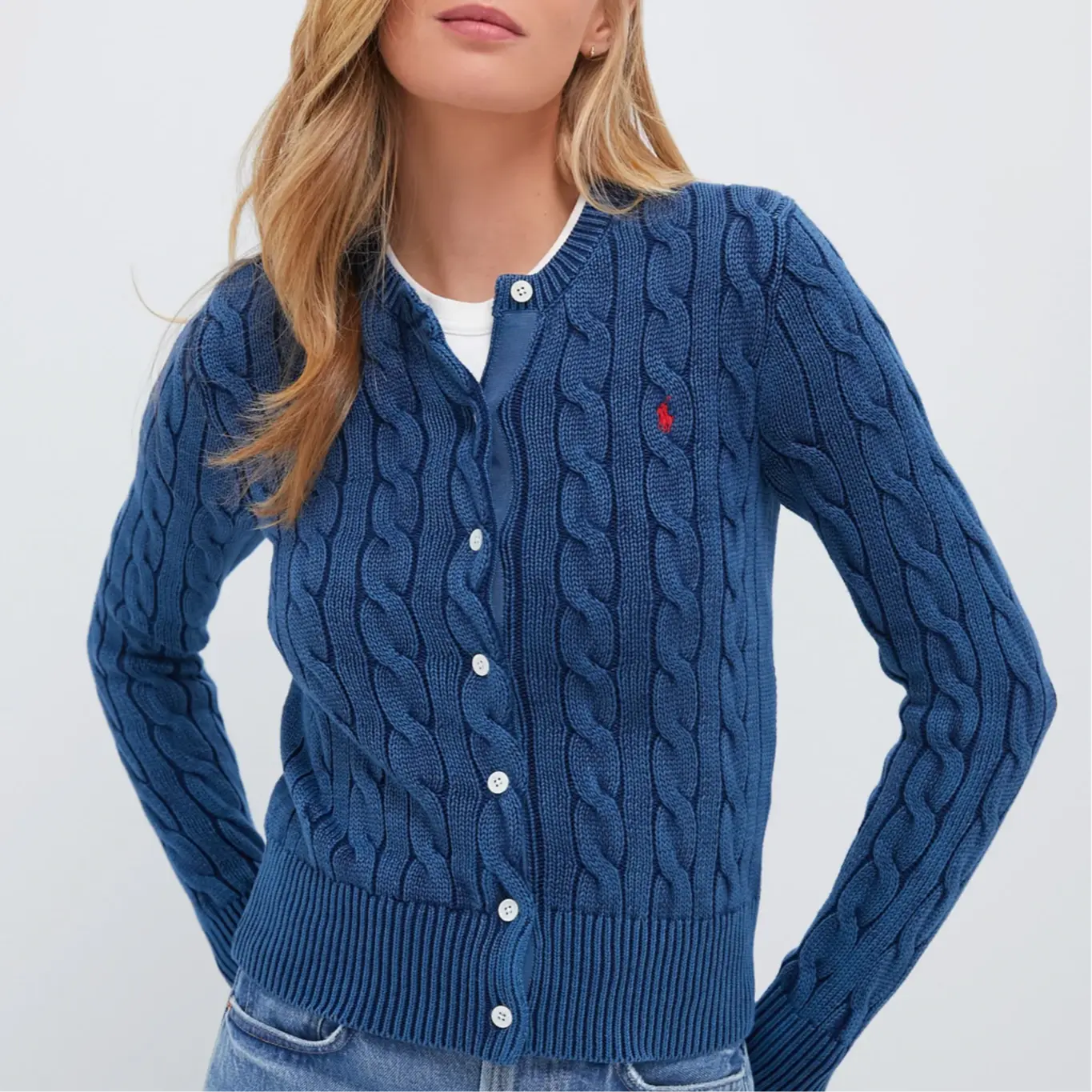 Кардиган вязаный с мотивом Polo Pony Ralph Lauren, индиго — фото 4
