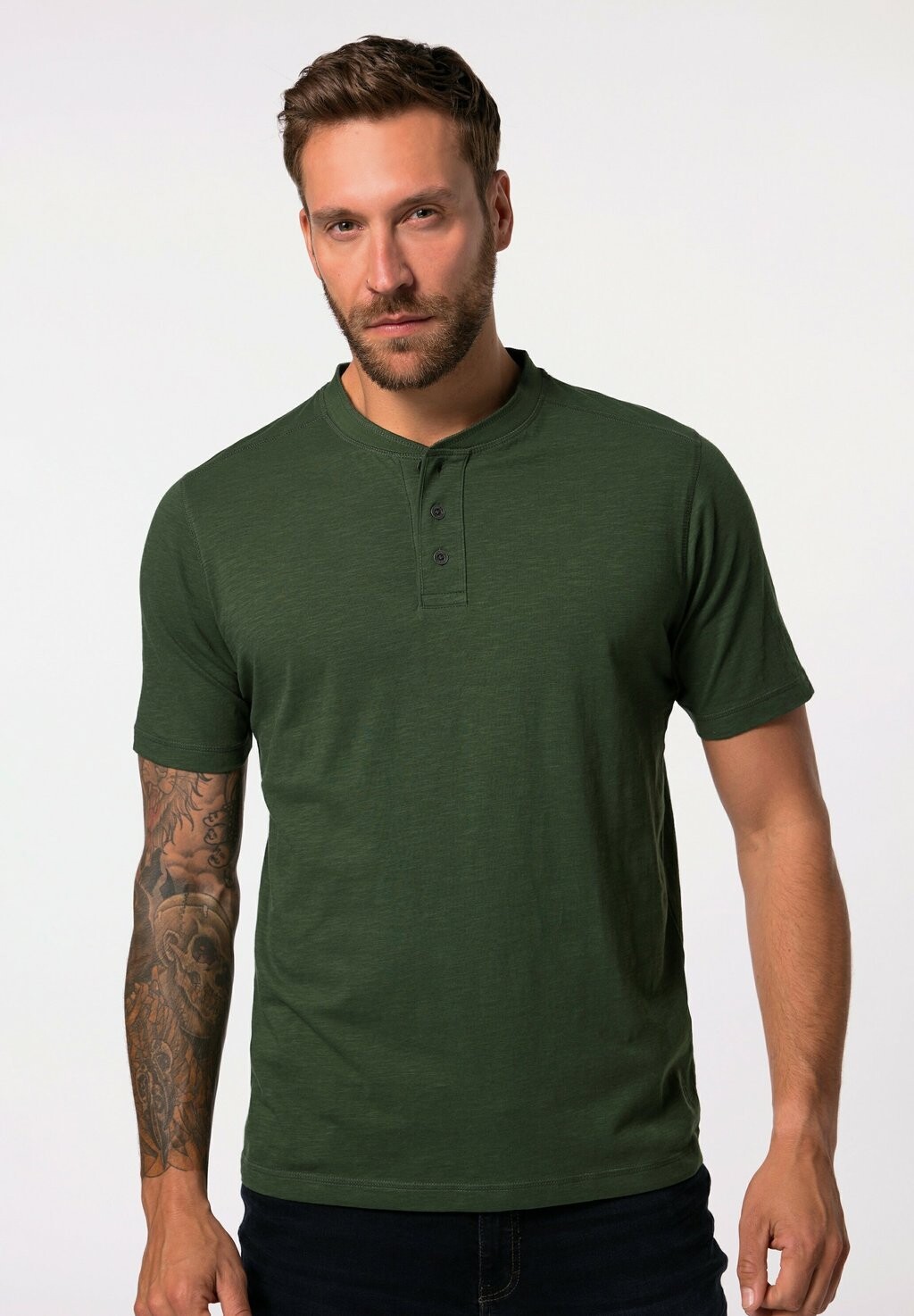 

Базовая футболка HENLEY SHORT SLEEVE WITH PLACKET JP1880, зеленый