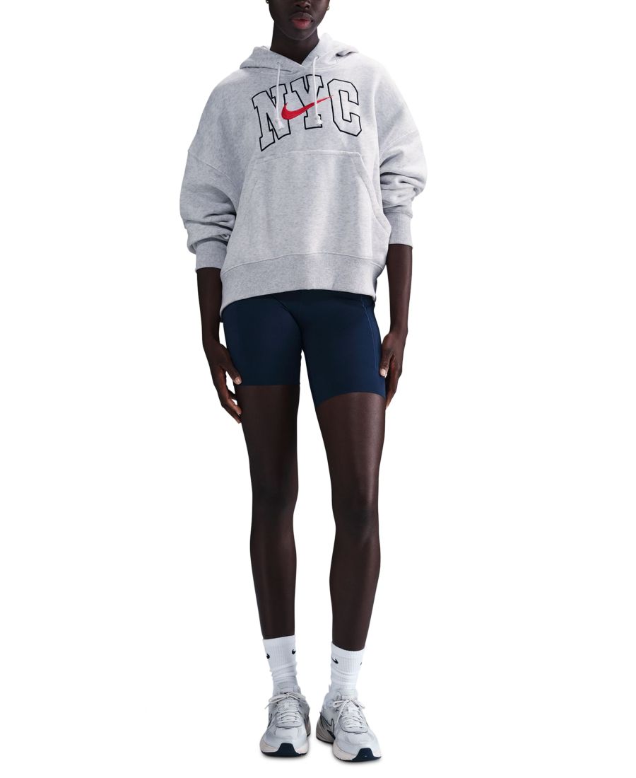 

Женская флисовая толстовка Sportswear Phoenix с капюшоном оверсайз Nike, Birch Heather/midnight Navy