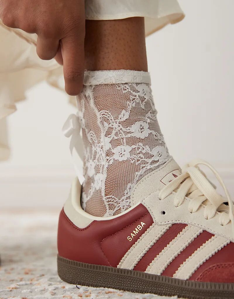 Кроссовки Samba OG бордового и бежевого цветов adidas Originals — фото 4