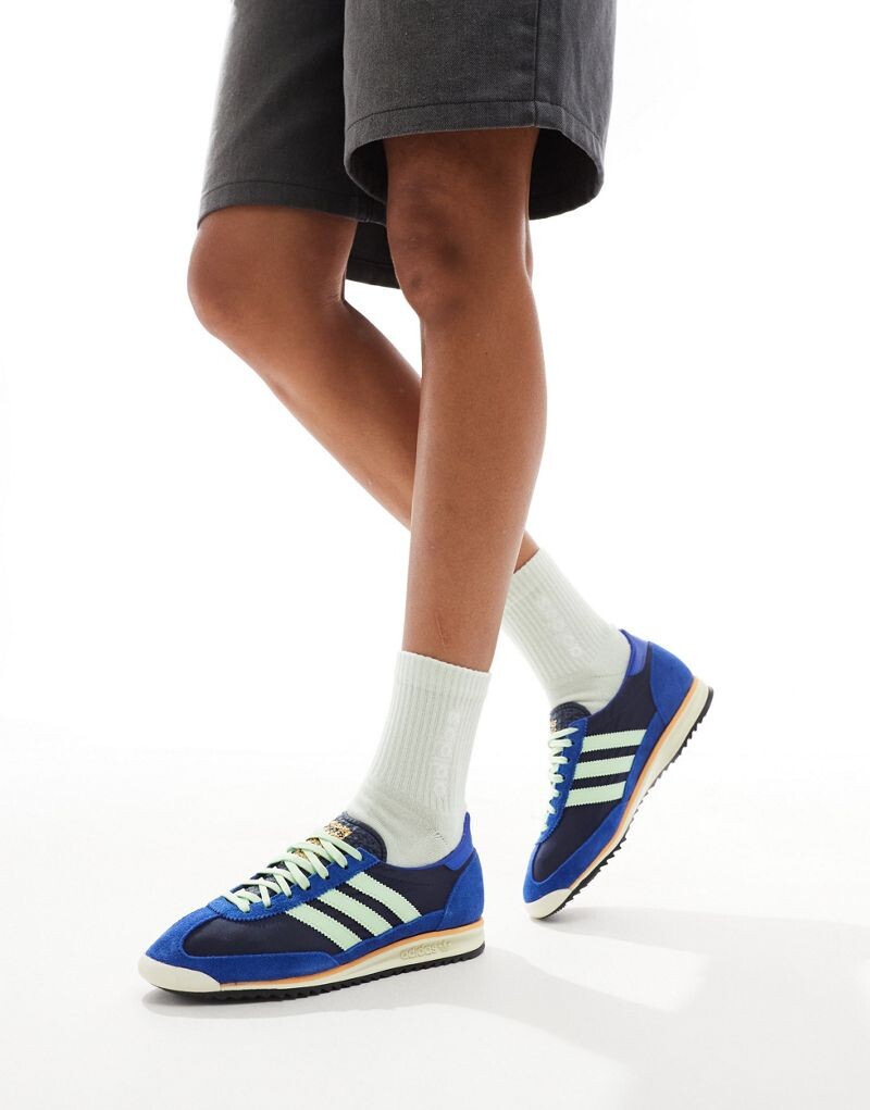 Синие и зеленые кроссовки adidas SL 72 OG — фото 3